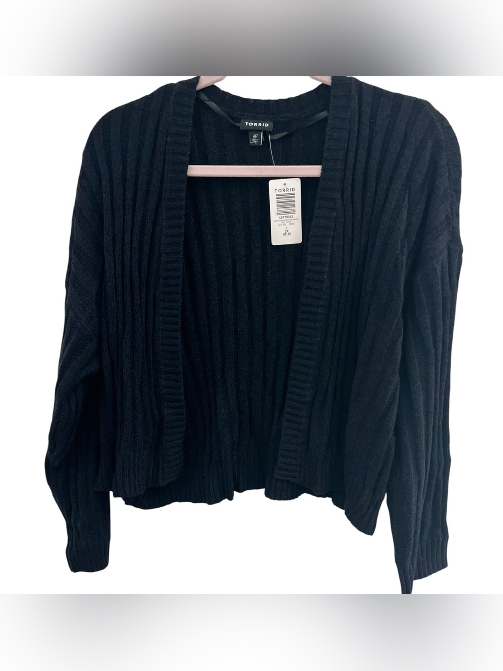 Torrid Ribbed Cropped Shrug Cardigan Black Size 2 / 2X NWT